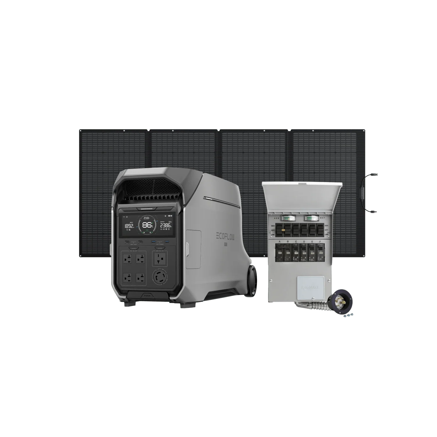 EcoFlow DELTA Pro 3 Portable Power Station + 400W Portable Solar Panel + Transfer Switch (306A)